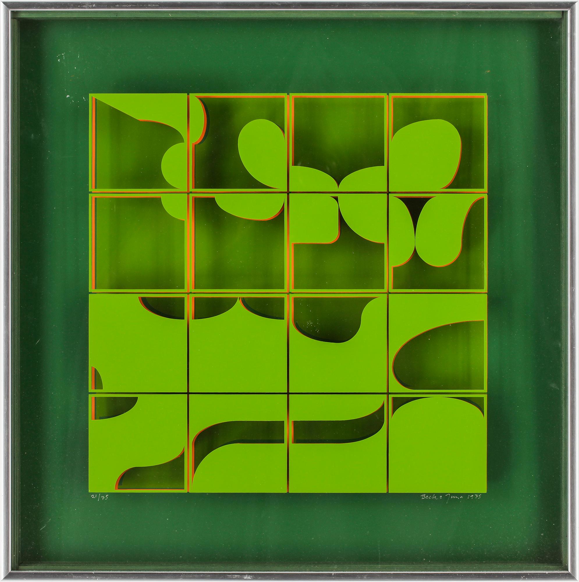 BECK & JUNG (HOLGER BÄCKSTRÖM & BO LJUNGBERG), multipel. Signerad och daterad 1975, numrerad 21/75.