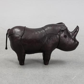 Dimitri Omersa & Co, a leather foot rest in the shape of a rhinoceros, 21th century.