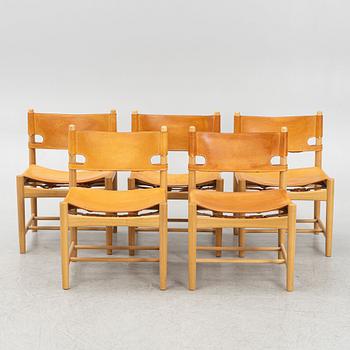 Børge Mogensen, a set of five model '3237' chairs, Fredericia Stolefabrik, Denmark.