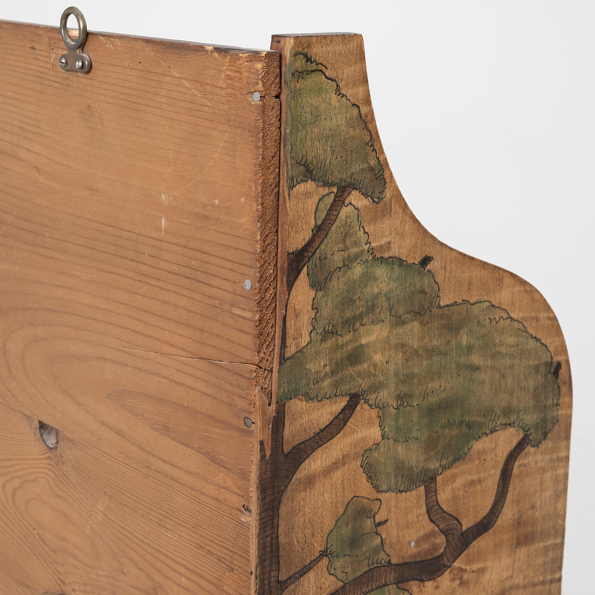 Märta Lindblom, & Carl Otto Lundgren, wall cabinet, signed and dated 1899.