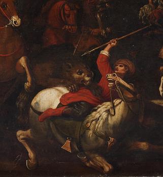 Unknown artist 17th Century. Hunting scenes, a pair.