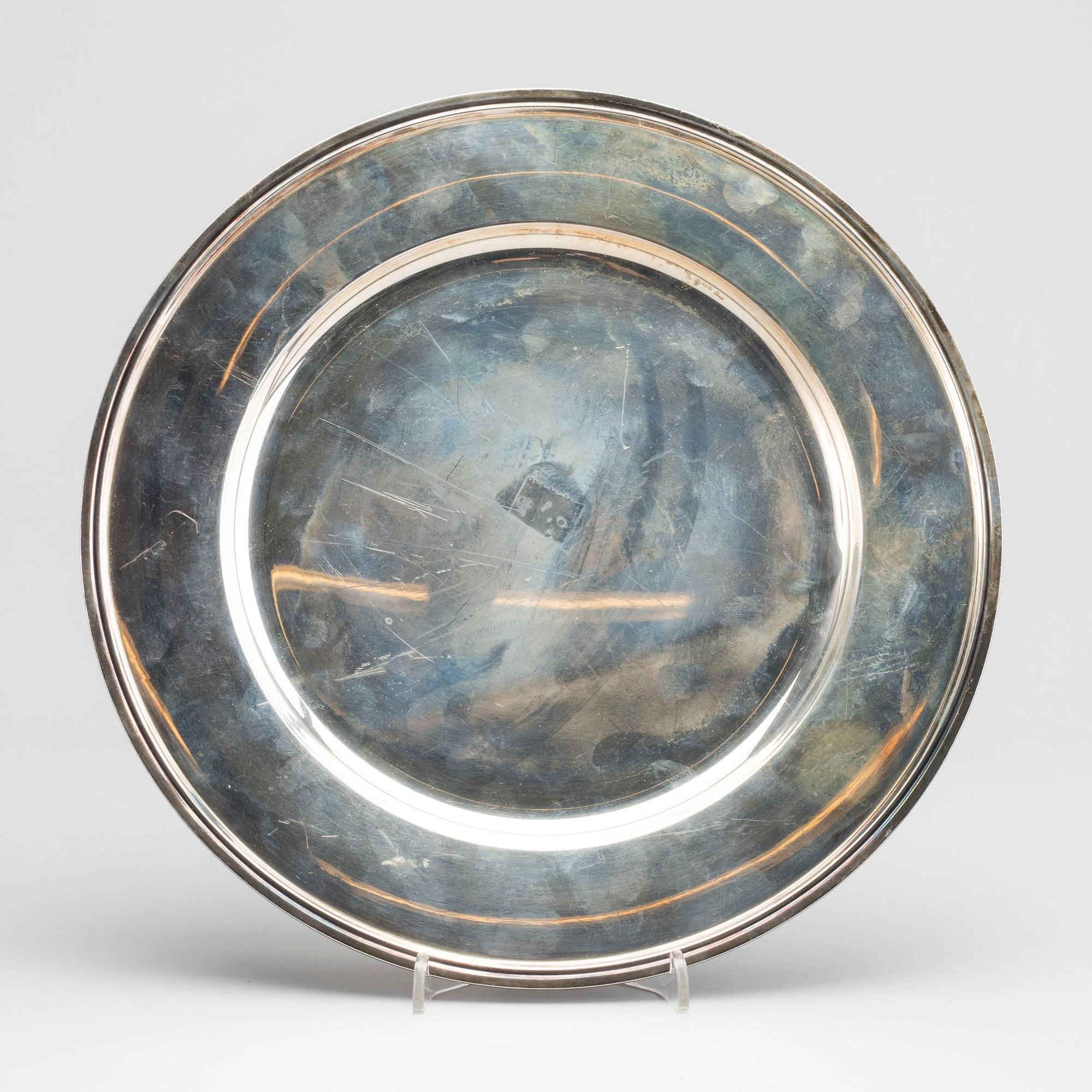 KUVERTTALLRIK, sterlingsilver, Danmark. VIkt c:a 500 g.