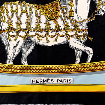 Hermès, two silk scarves.