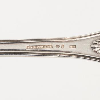 Gafflar, 12 st, silver, "Engelsk snäck", Carl Tengstedt, Göteborg, 1856,