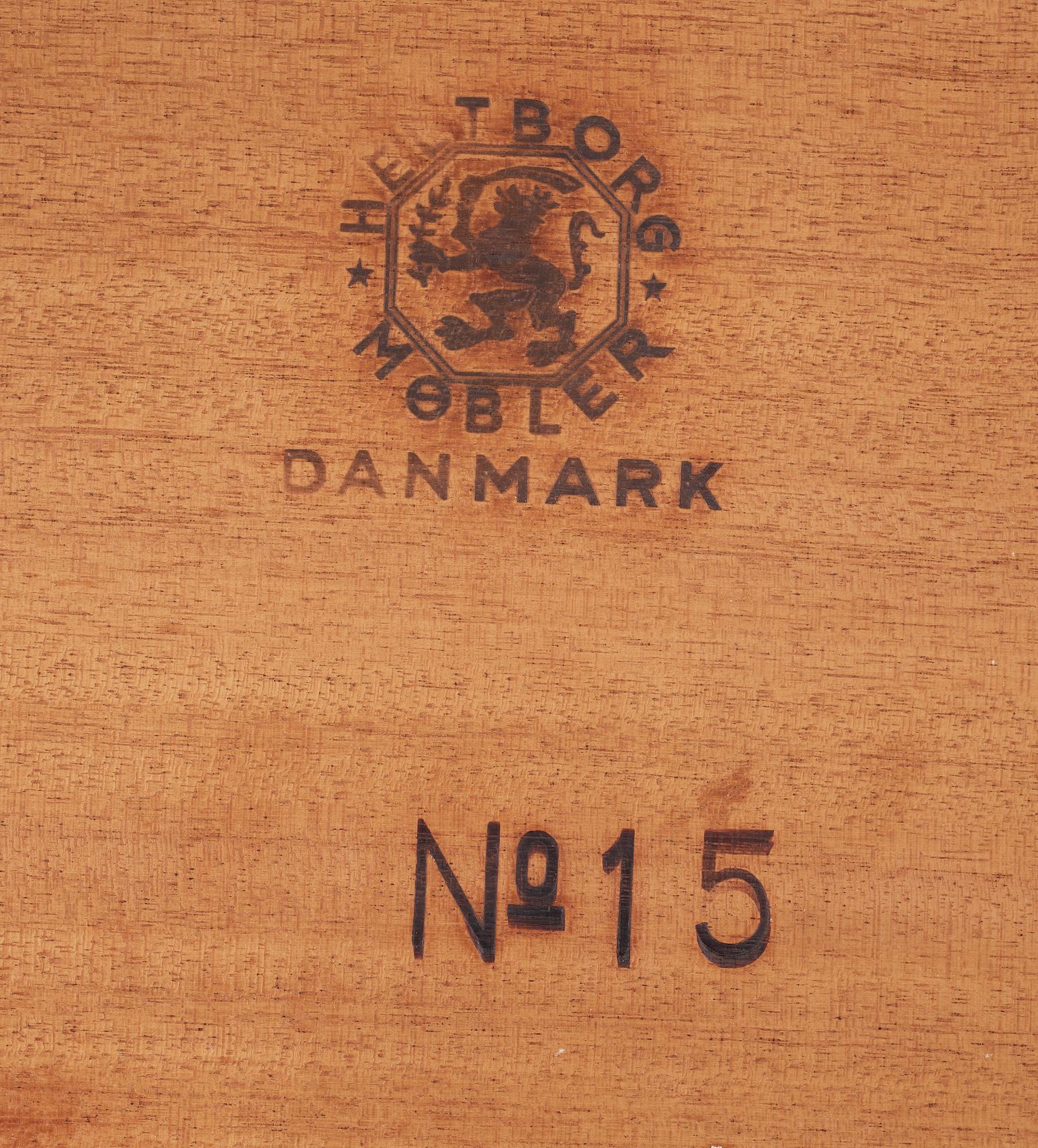 SATSBORD, teak och rotting, Heltborg Möbler, Danmark, No 15, 1960-tal. Brännmärkt.
