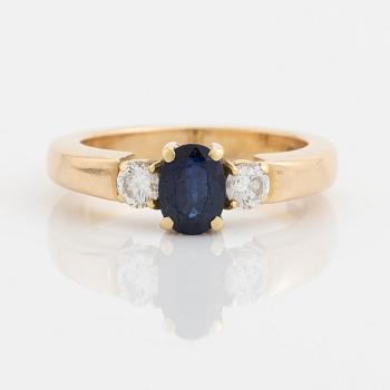 Sapphire and brilliant cut diamond ring.