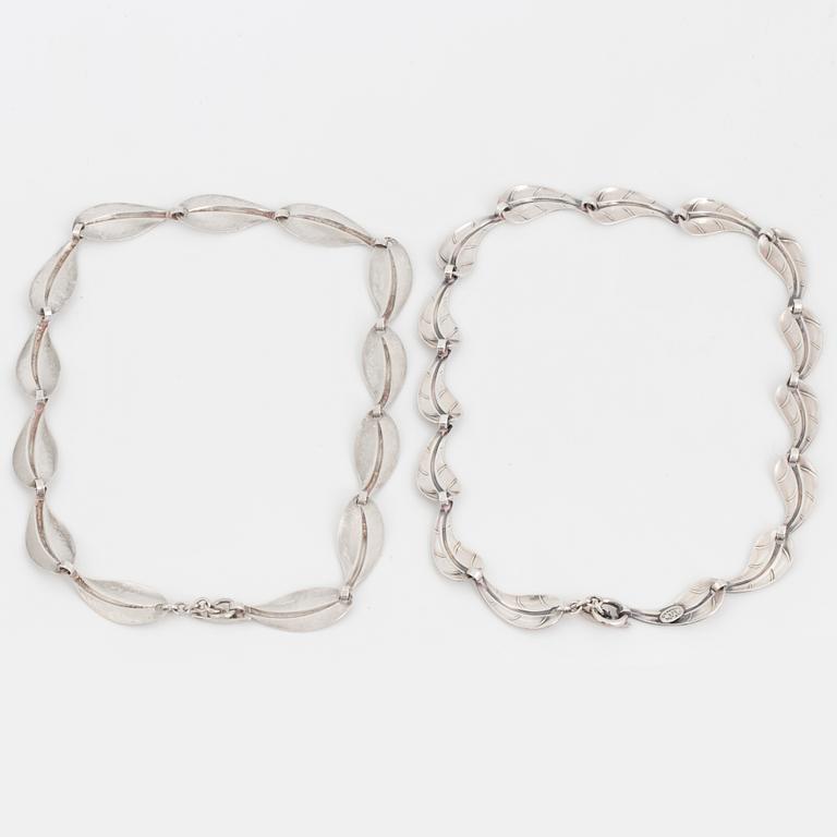 HERMANN SIERSBOL, two 20th century silver necklaces, Denmark.