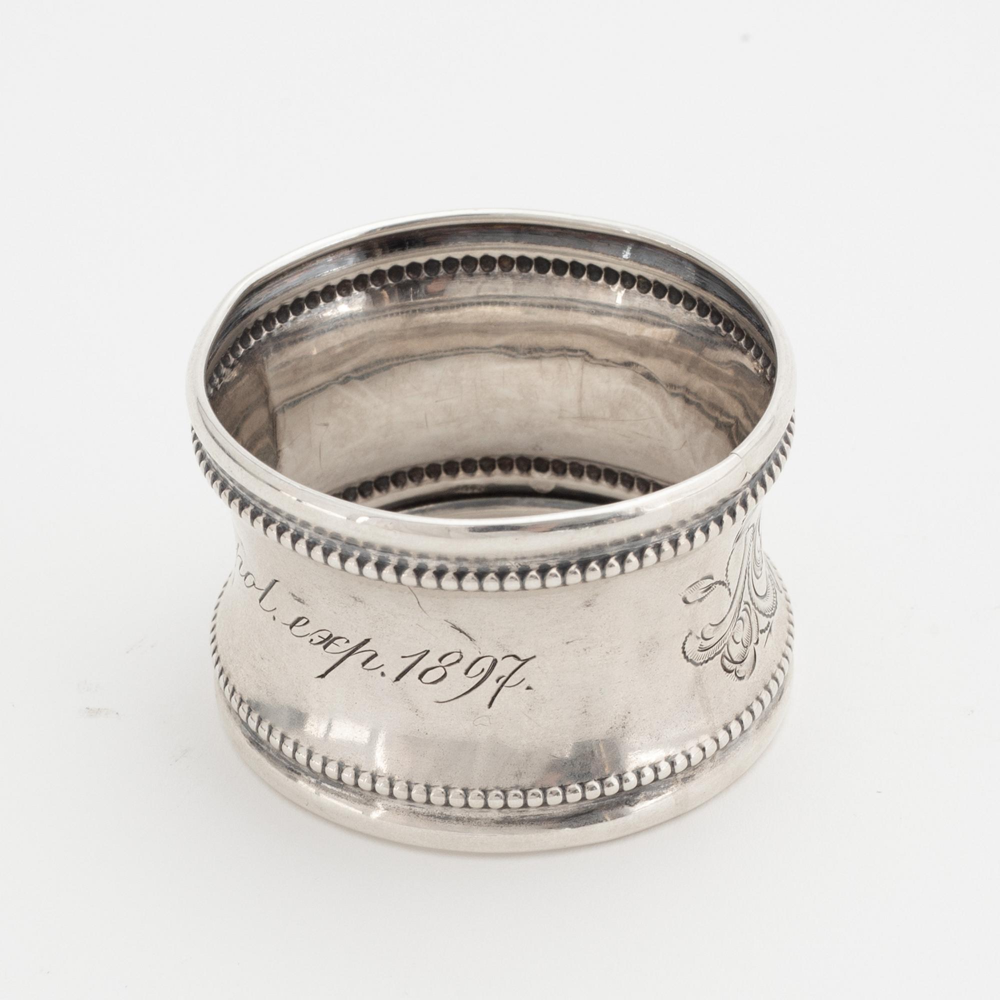 A silver napkin holder, given to Axel Stake for his contributions to S. A. Andrées arctic expedtions, late 19th Century.