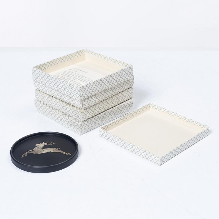 Wilhelmina Wendt, four glass coasters, Perstorp, Helsingborg, 1961-1964.