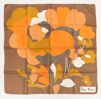 Nina Ricci, five silk scarves.