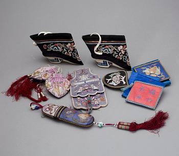 PARTI TEXTIL, 7 delar, Kina, omkring 1900.