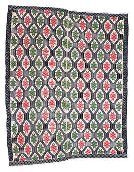 1179. BED COVER, weft-patterned tabby type. "Star bed cover". 157 x 116,5 cm. Scania, Sweden, signed IID (?) and dated 1806 (9?). Probably Bara district.