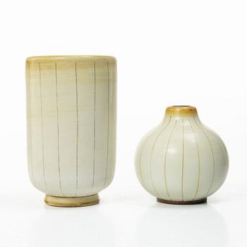 Gertrud Lönegren, Two 'Miranda' stoneware vases, Rörstrand, 1936-1941.