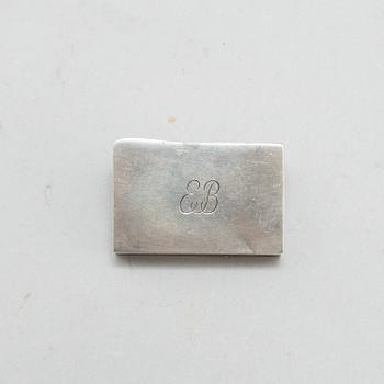 ASKAR, 5 stycken samt TÄNDSTICKSASKFODRAL, silver, bl a Åbo 1912.