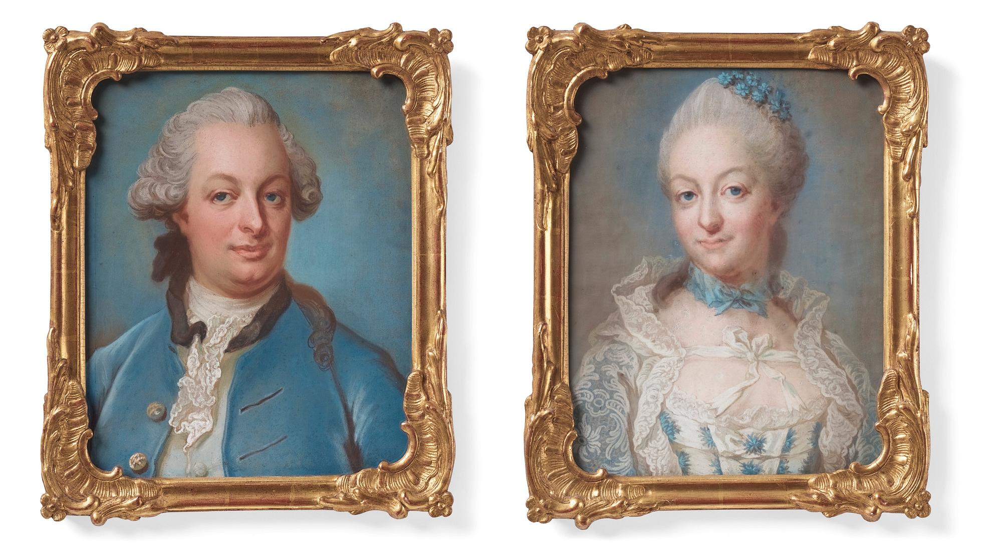 Gustaf Lundberg Tillskrivna, Herr- och damporträtt, bröstbilder, ett par.