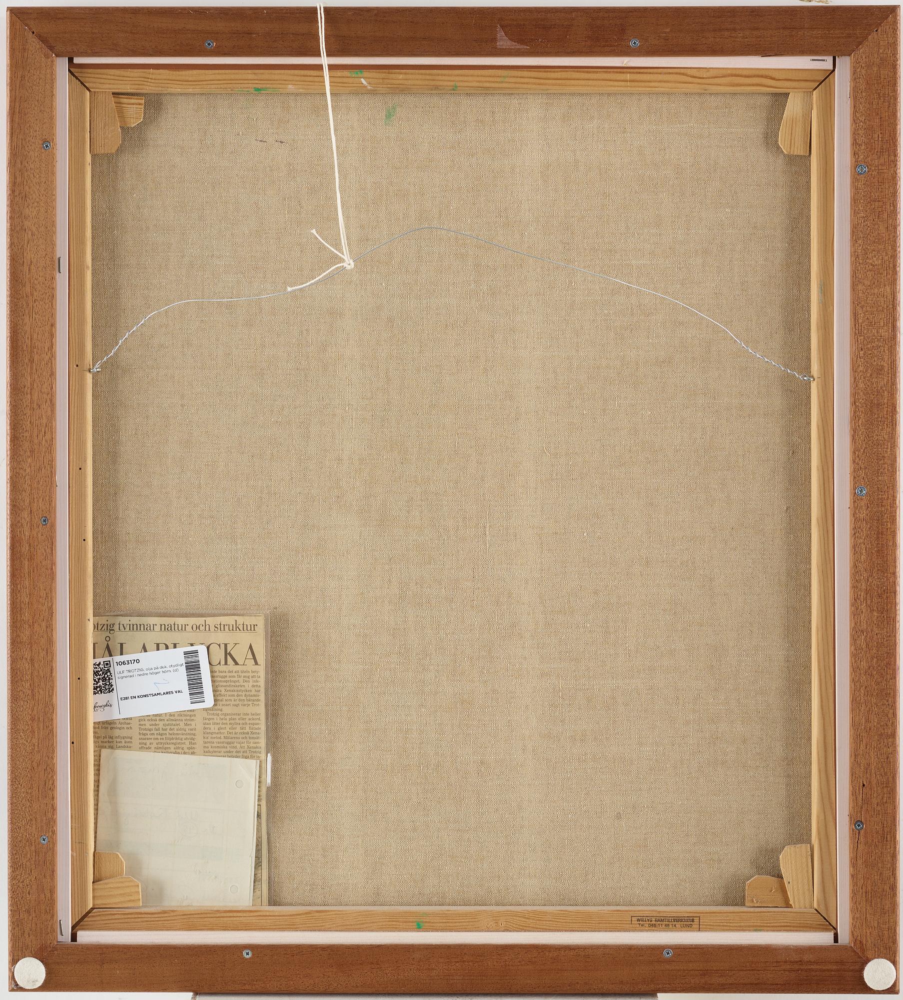 ULF TROTZIG, oil on canvas, indistinctly signed in the lower right corner.