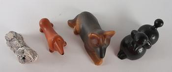 FIGURINER, 4 st, stengods, Lisa Larson, Gustavsberg, sign.