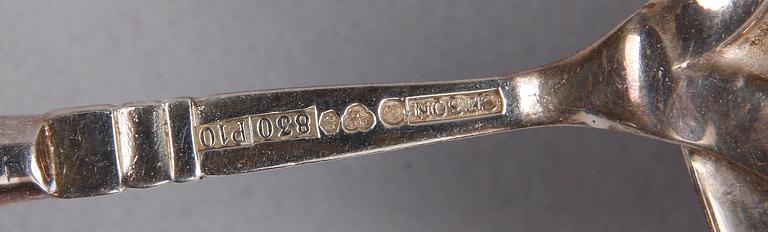 PARTI BESTICK, 6 st, silver, bl a Ryssland. 1800-1900-tal.