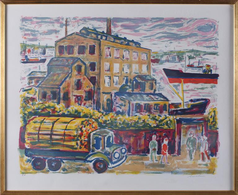 ALBIN AMELIN, färglitografi, signerad och numrerad E.A.