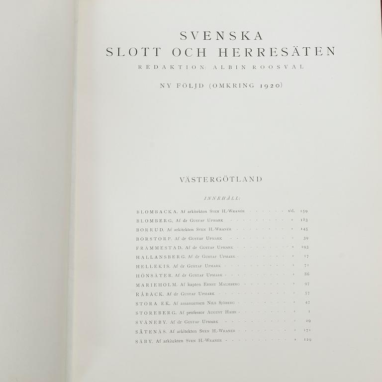 Bokverk, "Svenska slott och Herresäten vid 1900-talets början", 9 volymer samt register, 1908 - omkring 1920.