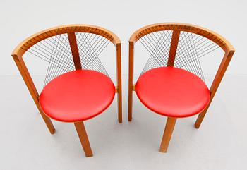 STOLAR, 1 par, "String chair", Niels Jörgen Haugensen, Tranekär, Danmark, 1900-talets slut.