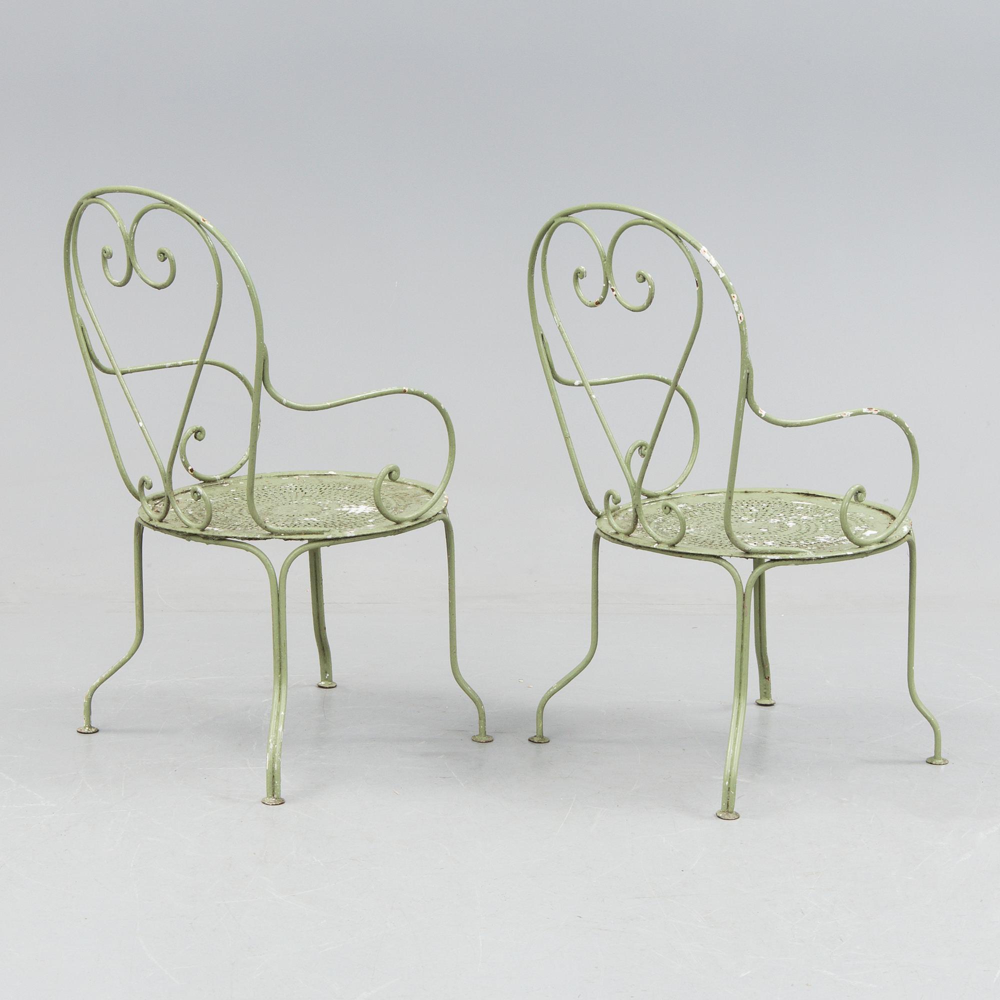 TRÄDGÅRDSMÖBLER, 5 delar, metall, 1900-tal.