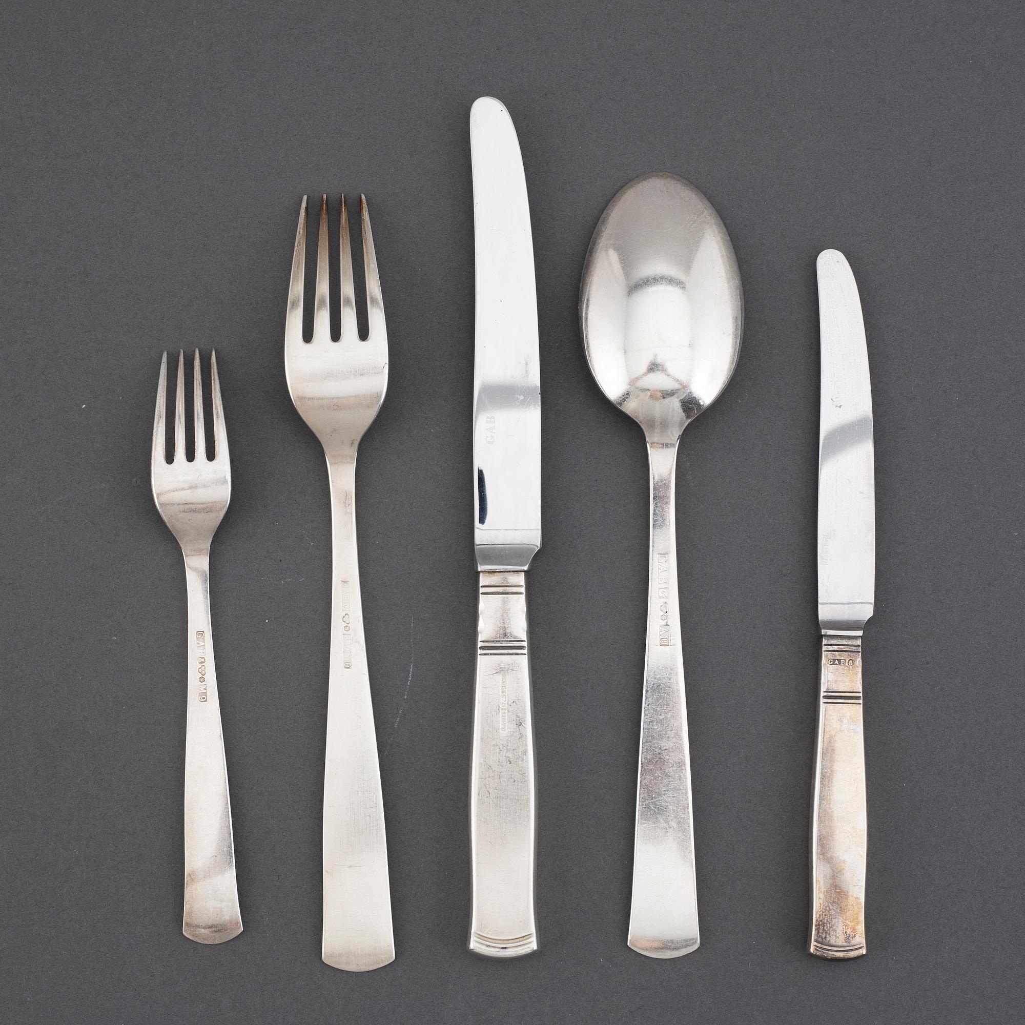 JACOB ÄNGMAN, bestickservis, 60 delar, silver. "Rosenholm", GAB, Stockholm/Eskilstuna, 1900-talets andra hälft.