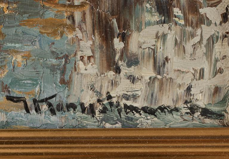 OKÄND KONSTNÄR, olja på duk, otydligt signerad, 1900-talets andra hälft.