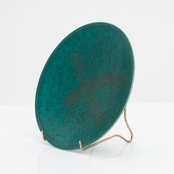 Wilhelm Kåge, skålfat samt ask med lock, "Argenta", Gustavsberg.