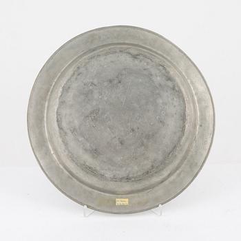 A Swedish Pewter Dish, mark of Erik Jakobsson Buchou, Stockholm 1709.