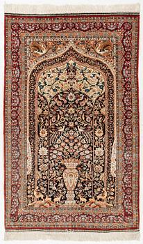 Carpet, silk, oriental, approx. 152 x 96 cm.