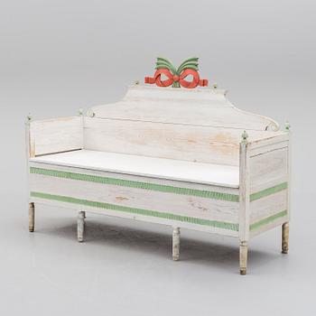 A painted wooden sofa, Hälsingland 19th century.