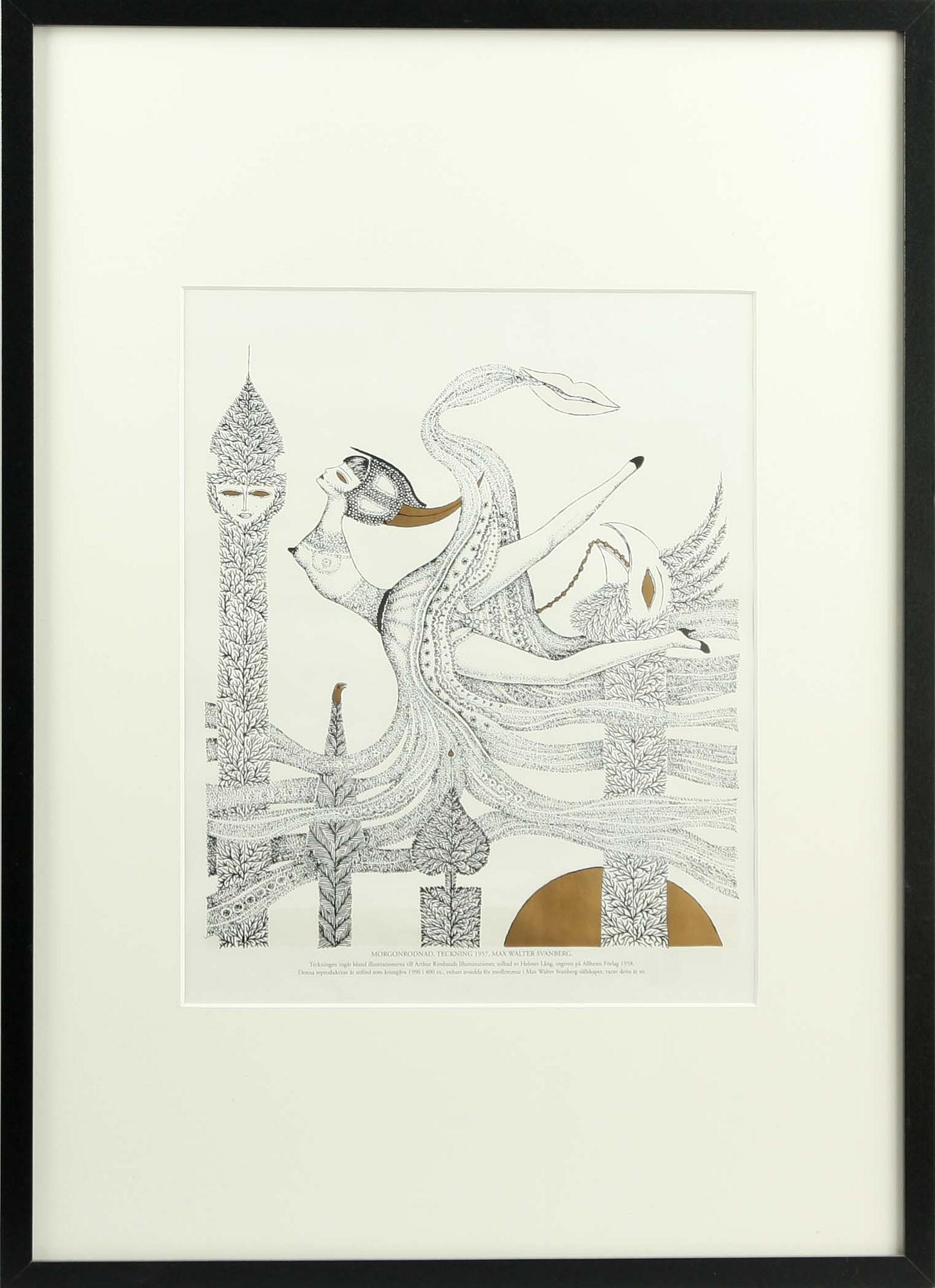 MAX WALTER SVANBERG, offsettryck, 2 st med guldprägling.