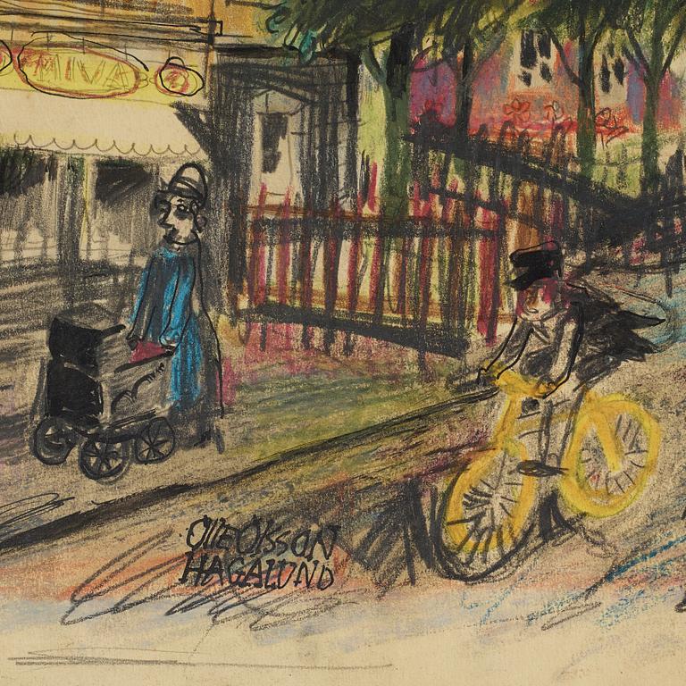 Olle Olsson-Hagalund, Stadsbild med figurer.