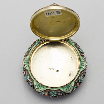 BOX, silver and enamel, Moscow, ca 1910, 11th Artel.