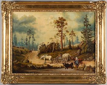 OIDENTIFIERAD KONSTNÄR, olja på duk, signerad JE Ericson, 1800-talets andra hälft.