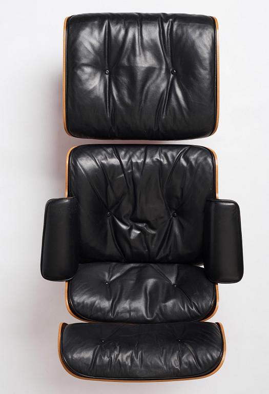 Charles & Ray Eames, a 'Lounge chair' and ottoman, Vitra, 1960-1970s.