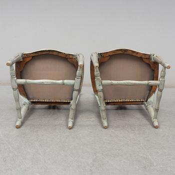 A pair of Gustavian late 18th century chairs.