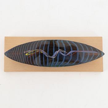 Bertil Vallien, a signed glass sculpture of a boat, Kosta Boda.