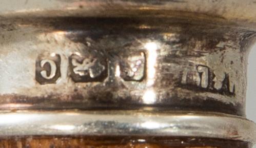 Käpp, ca 1900, England London, silver, malakit.