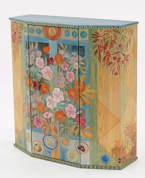 A Carl Malmsten wallhanging cabinet, 'Pluntan', decorated by Liselotte Malmsten.