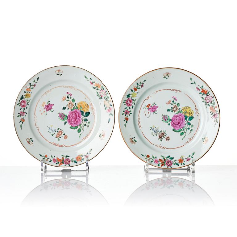 A set of 12 famille rose dishes, Qing dynasty, Qianlong (1736-95).