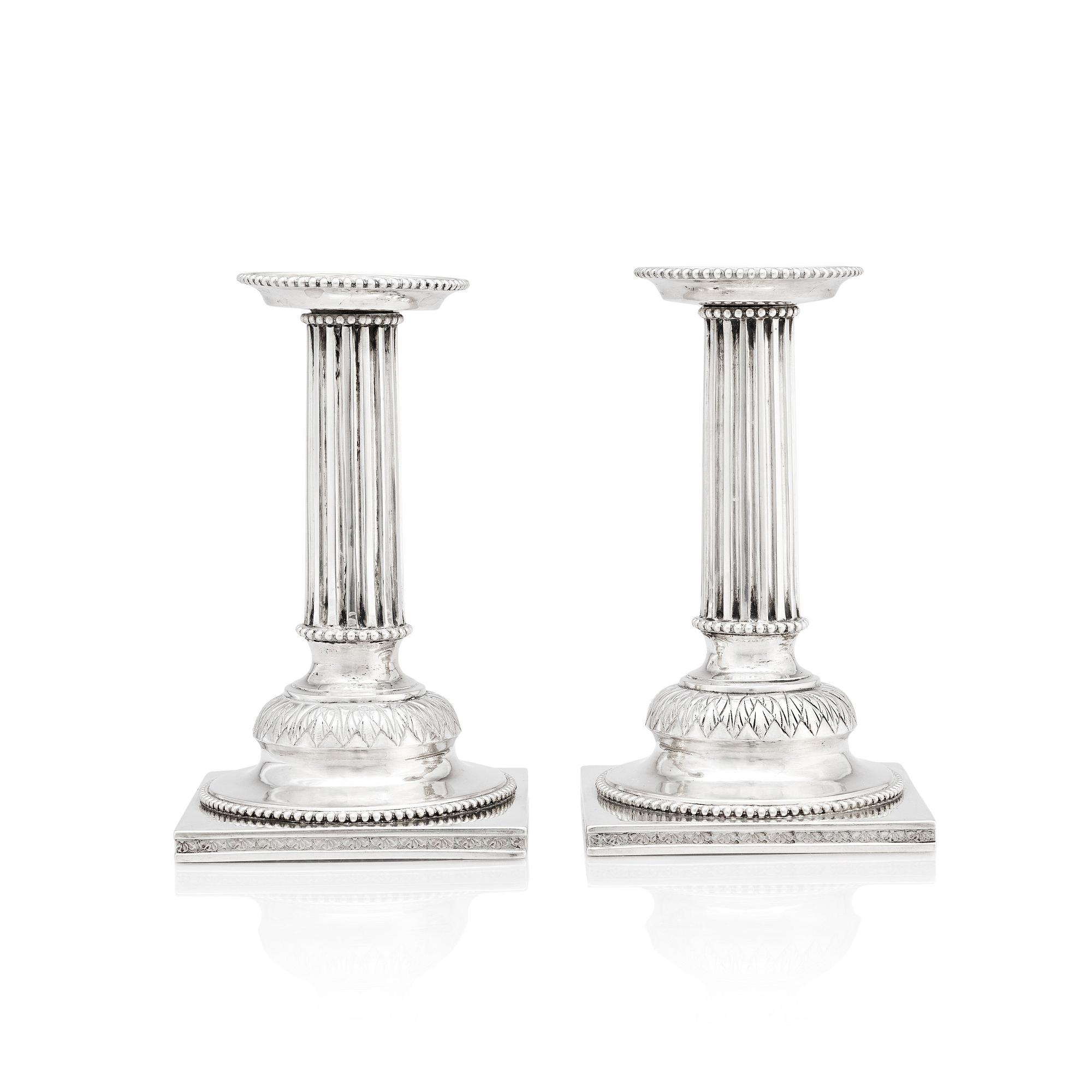 Stephan Westerstråhle, ljusstakar, ett par, silver, Stockholm 1793. Gustavianska.