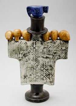 FIGUR, stengods, "Fågelskrämma", Lisa Larson, Gustavsberg, 1960-/1970-tal.