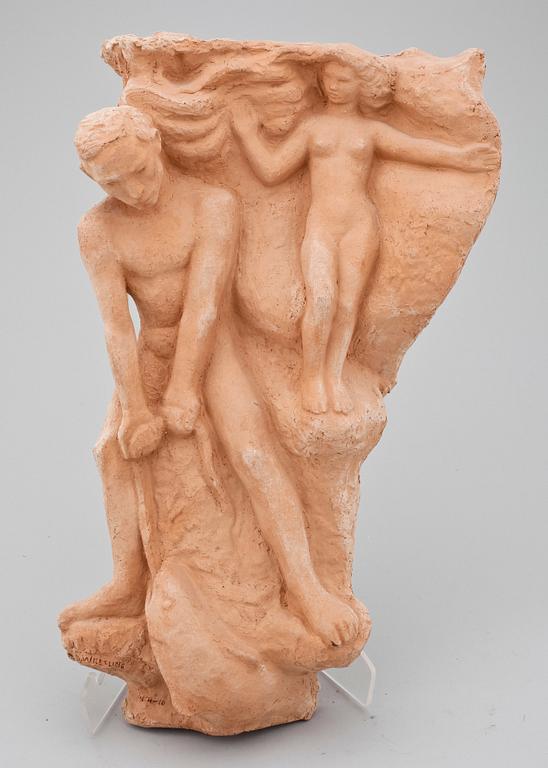 DAVID WRETLING, relief, terrakotta, sign.