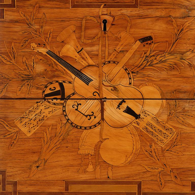 A Louis XVI rosewood and amaranth marquetry ormolu-mounted commode by Leonard Boudin (master in Paris 1761).