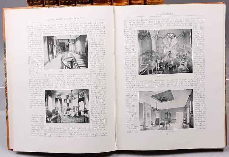 BÖCKER, 9 vol, "Svenska slott och herresäten vid 1900-talets början" resp "Ny följd", 1910- 1920-tal.