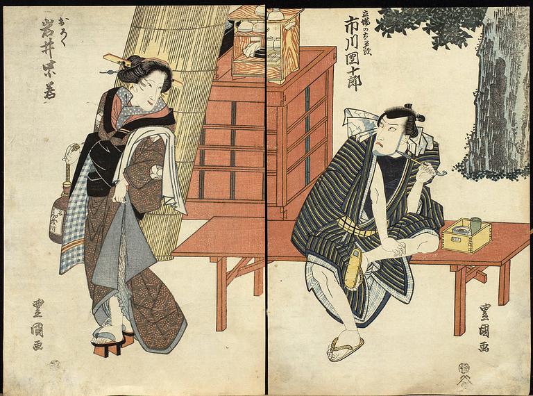 JAPANSKA TRÄSNITT 4 st diptyker.