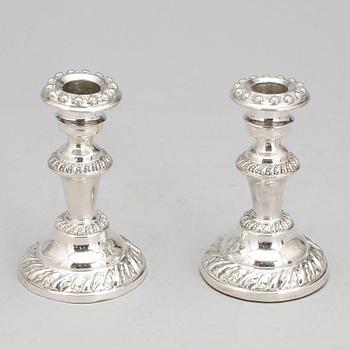 LJUSSTAKAR, ett par, silver, Carl Nyström, Stockholm, 1842.