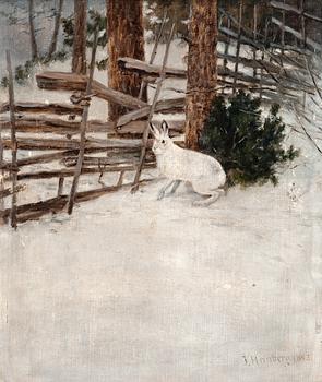 381. Johan Jakob Reinberg, A HARE IN A WINTER LANDSCAPE.